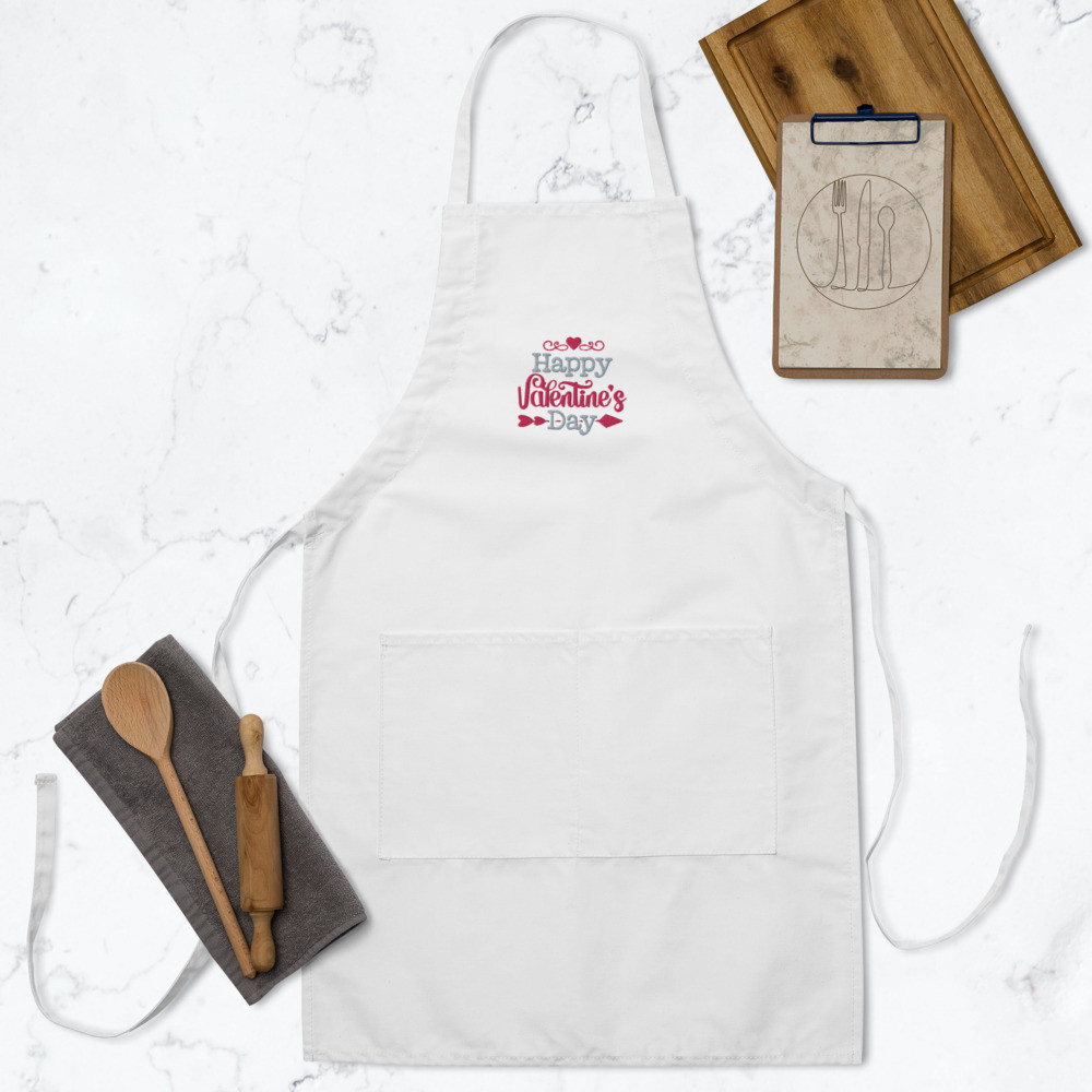 Happy Valentines Day Embroidered Apron