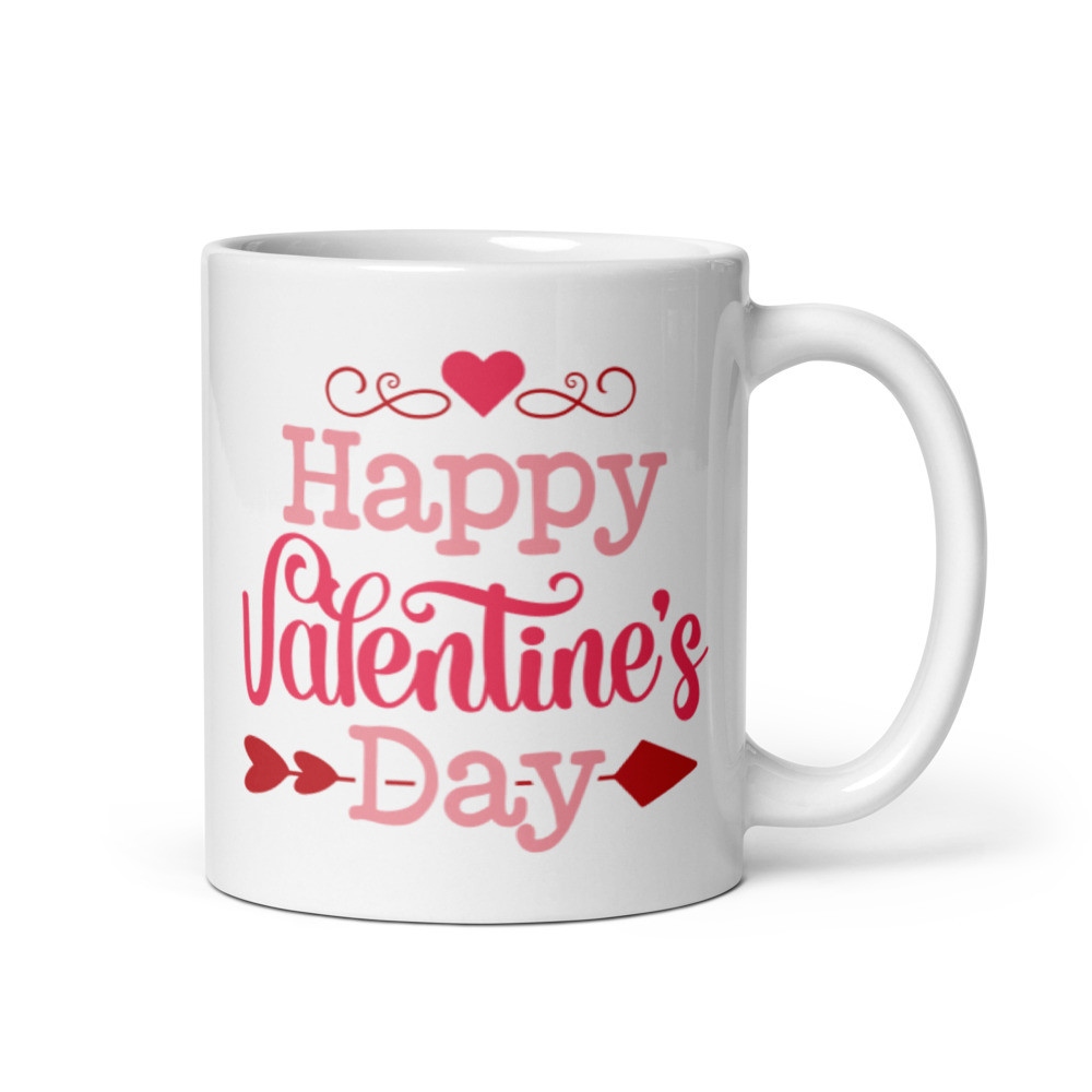 Happy Valentines Day White glossy mug