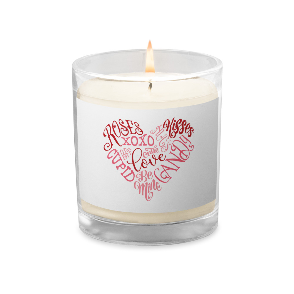 Love Words Heart Glass jar soy wax candle