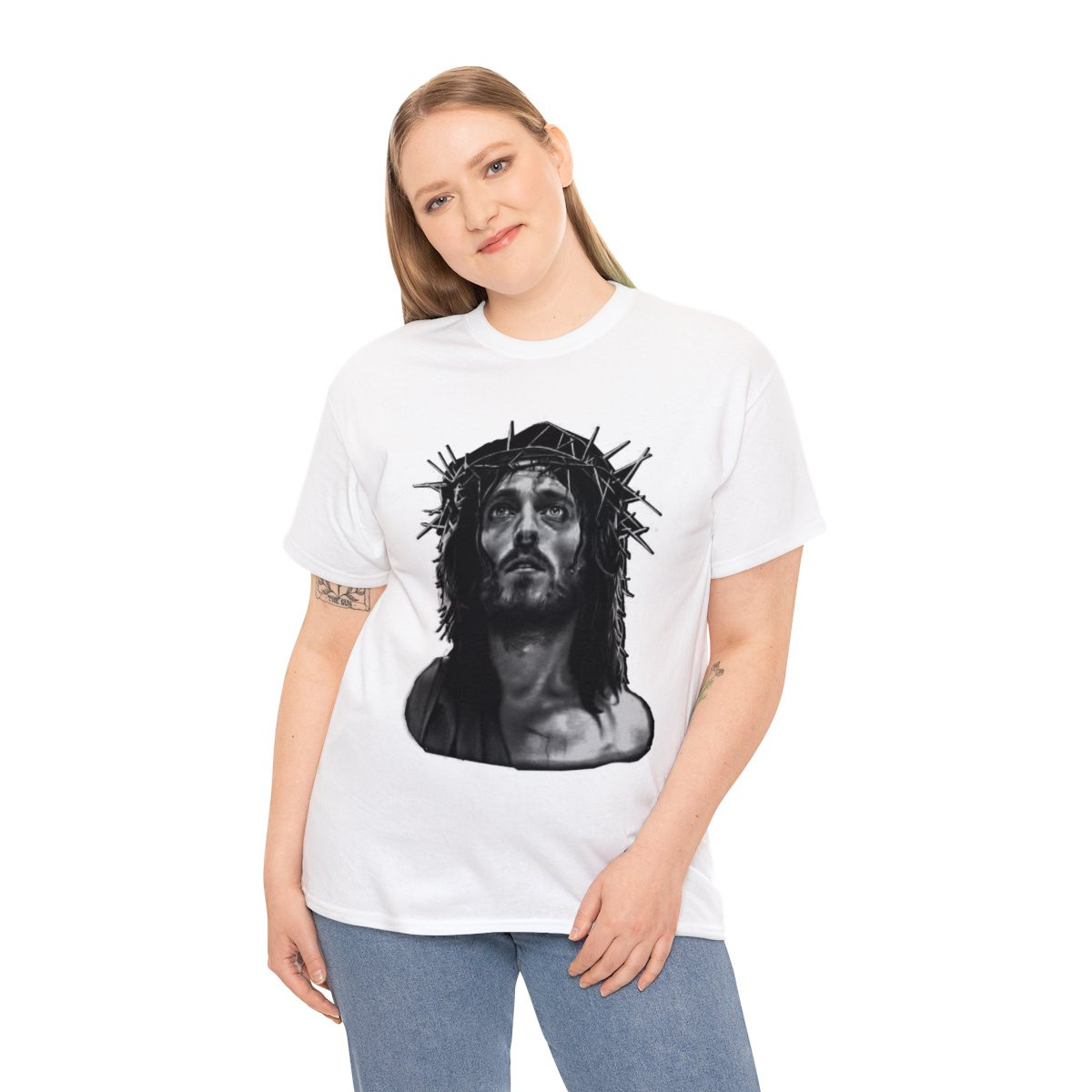Jesus Of Nazareth B n W On WHITE Unisex Short Sleeve Tee