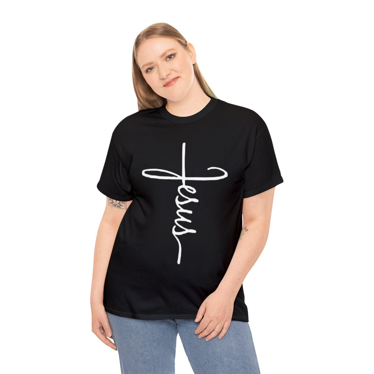 Jesus Cursive Cross 2 Unisex Short Sleeve Tee