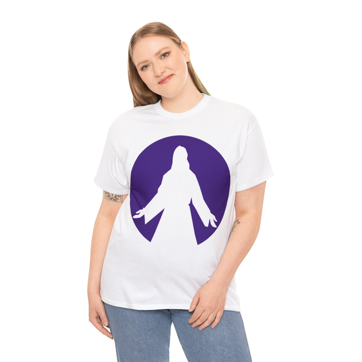 Jesus  Silluette in purple Unisex Short Sleeve Tee