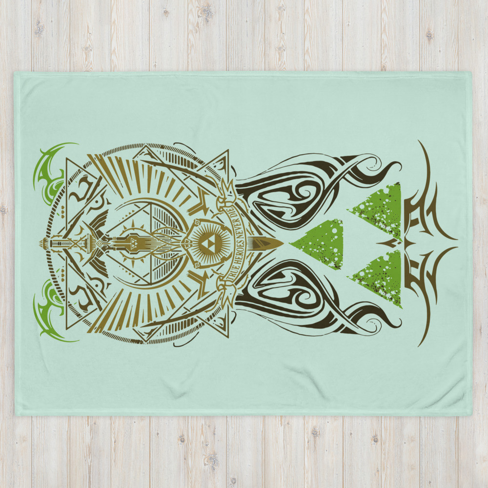 Legend of Zelda "Heroes Never Die" Throw Blanket