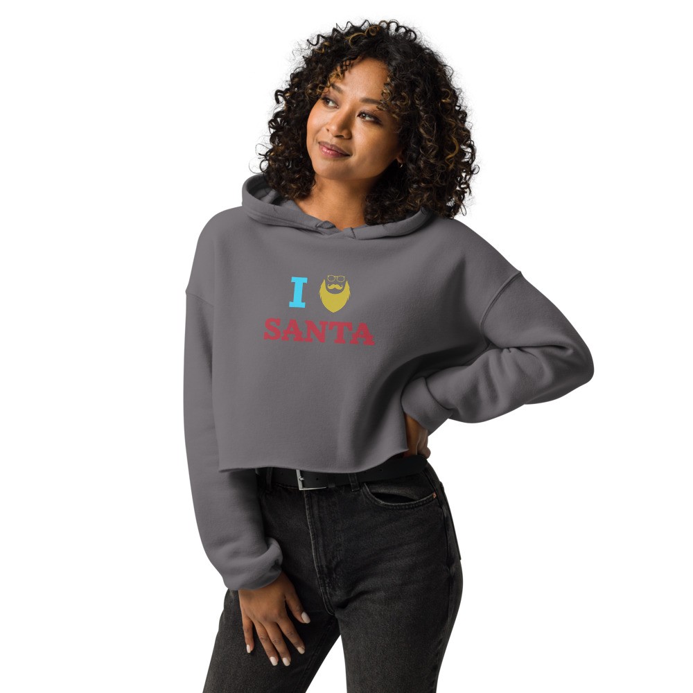 I love Santa Crop Top Hoodie