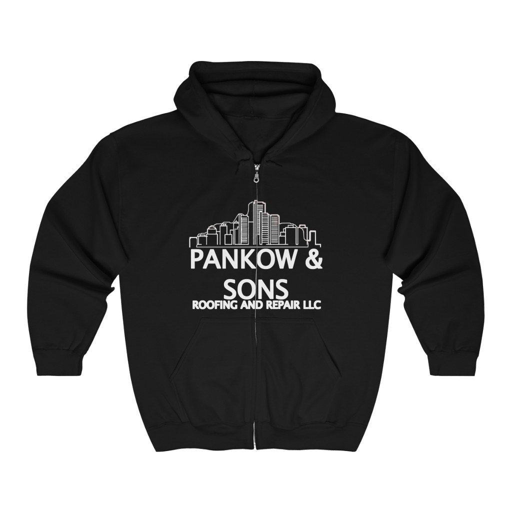 Pankow and Sons Roofing White Unisex Heavy Blend™ Full Zip Hooded Sweatshirt