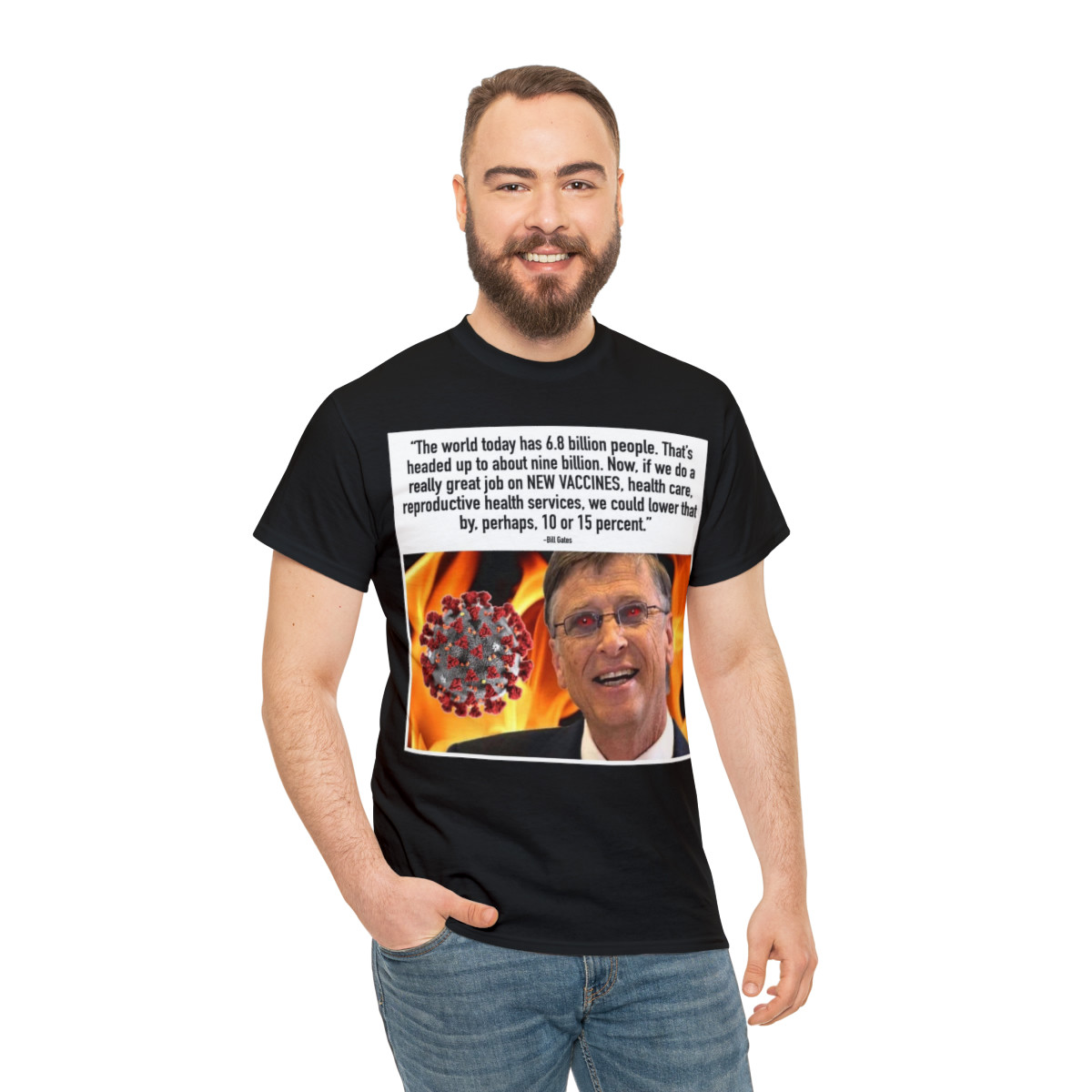 Bill Gates Depopulating humanity with vaccines Unisex Heavy Cotton Tee
