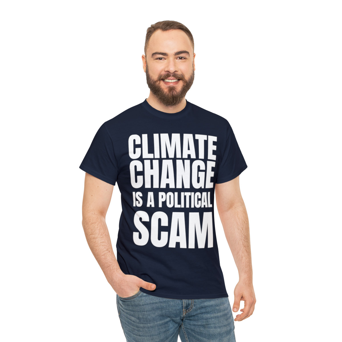 Climate Change Is A Scam wht Short Sleeve Tee