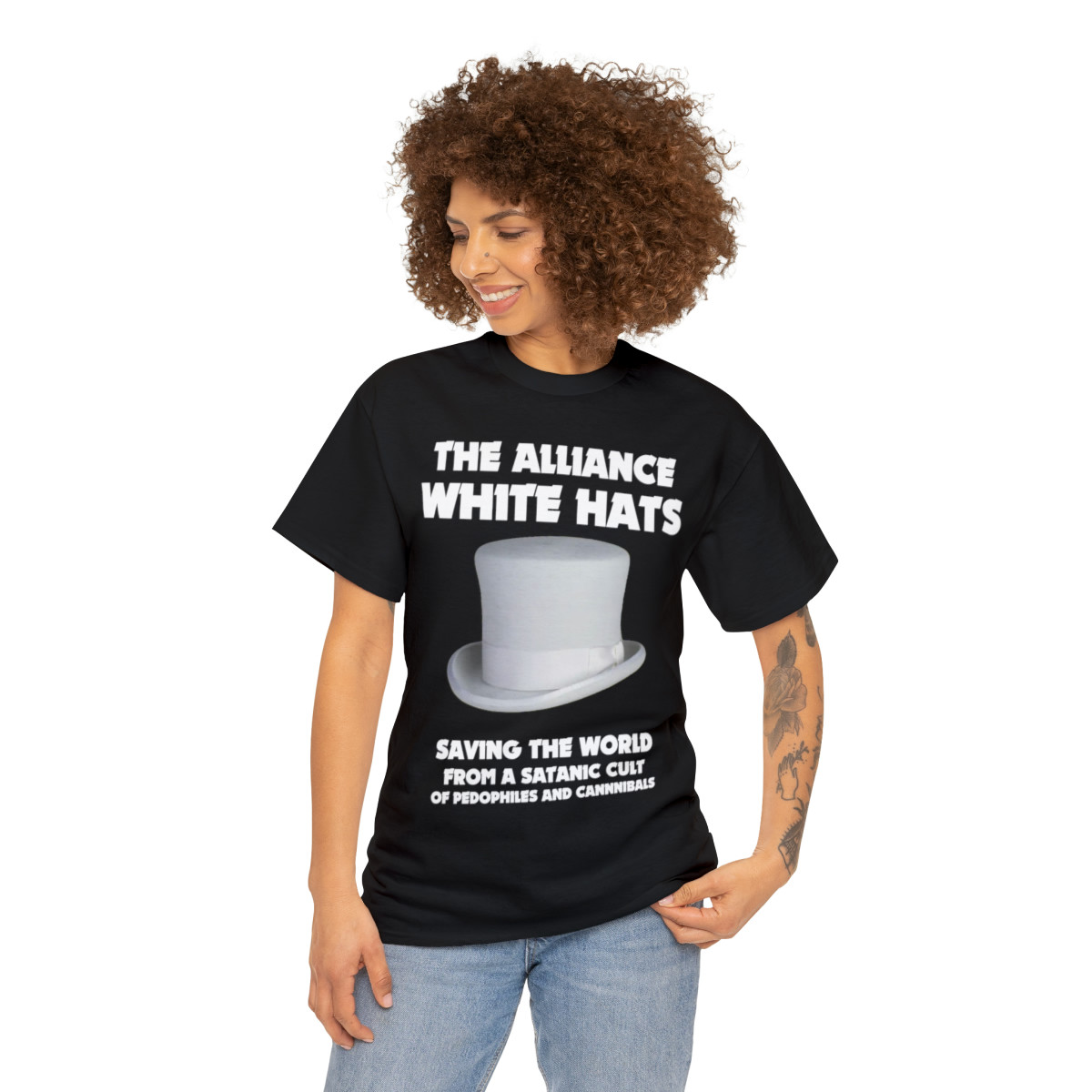 Trump Alliance White Hats saving the world Top Hat Men's Short Sleeve Tee