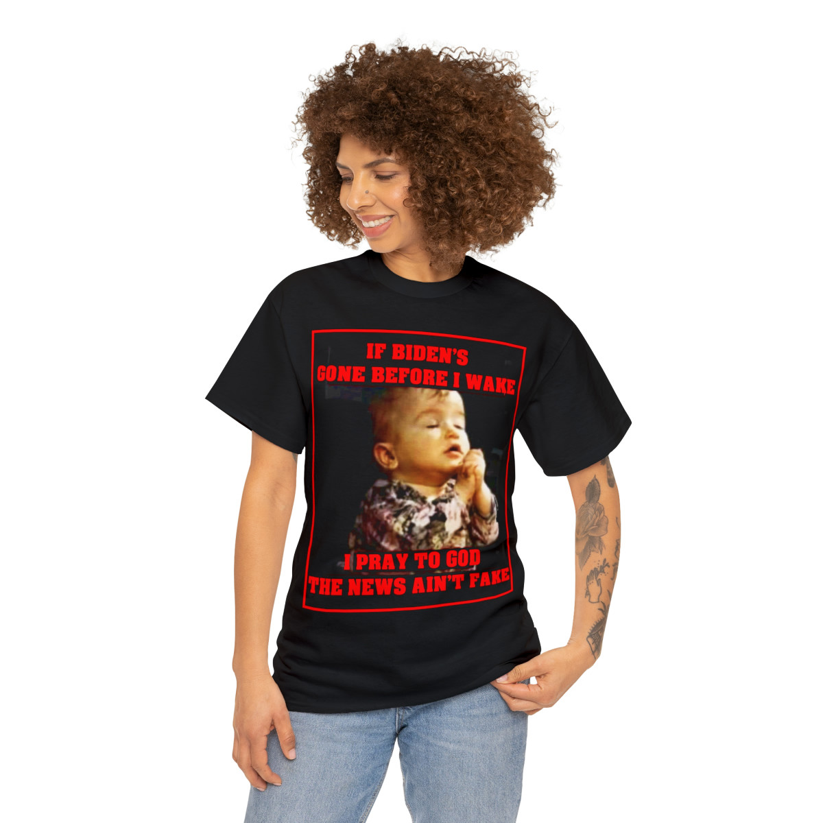 If Biden's gone before I wake pray to God the news ain't fake Short Sleeve Tee