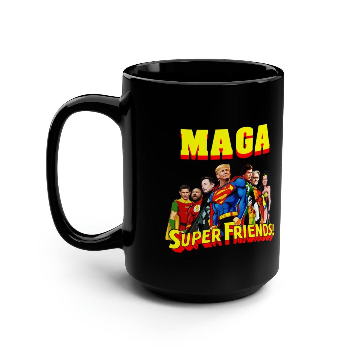 Trump  2024 MAGA Super Friends!  Black Mug 15oz