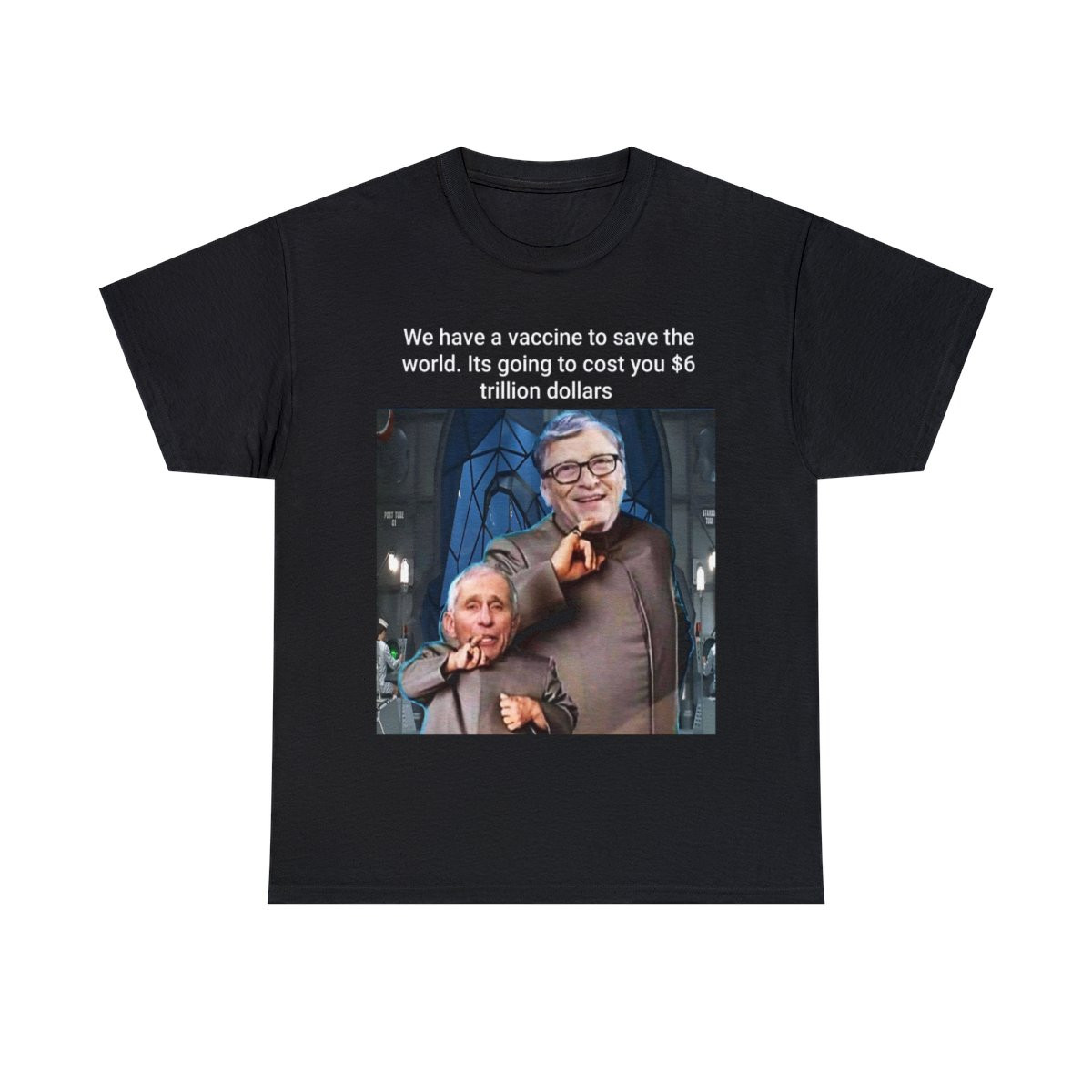 Dr EvilGates n Mini Fauci poison the world to sell a vax Men's Short Sleeve Tee