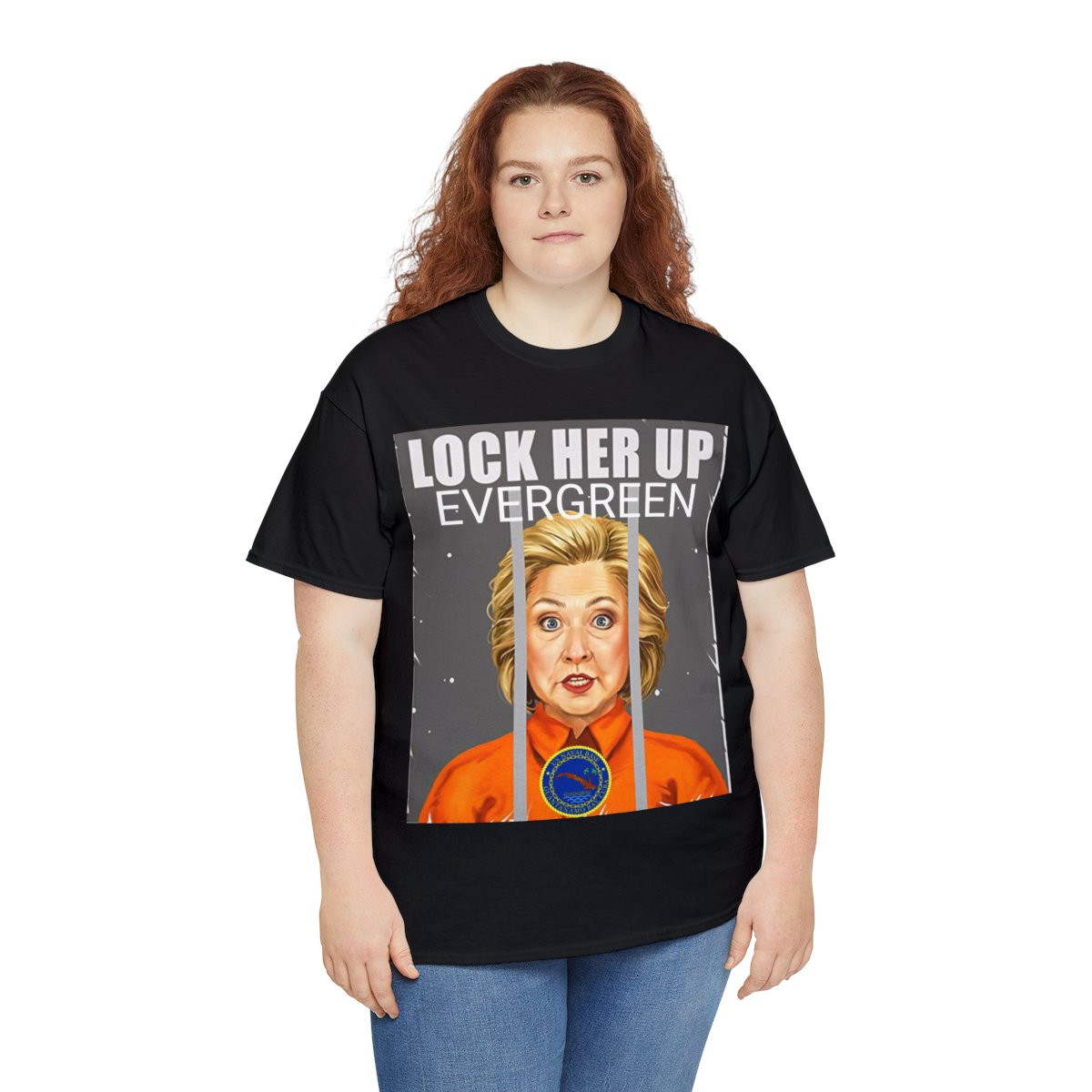 Hillary Clinton Lock Her Up Behind Bars GITMO Unisex Heavy Cotton Tee