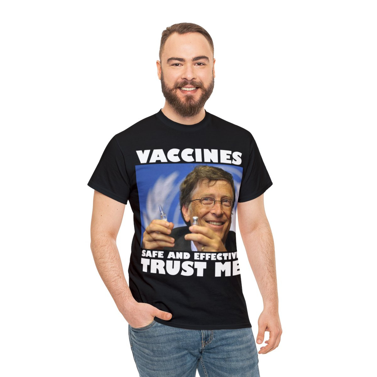 Bill Gates Vaccines are Safe and Effective Trust Me unisex Short Sleeve Tee