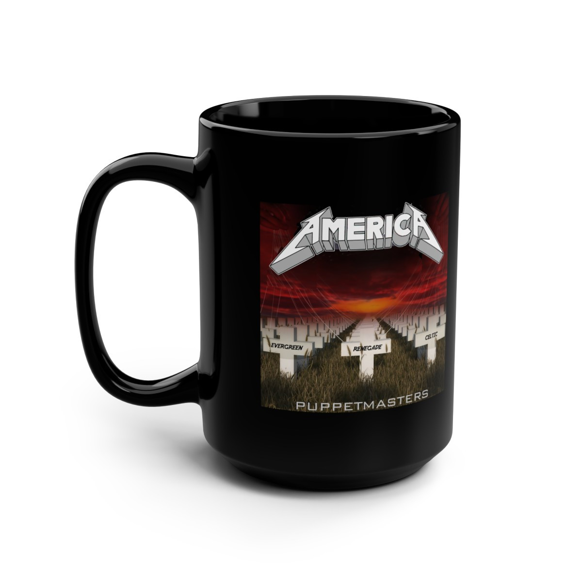 America Puppetmasters MetalParody style Black Mug 15oz