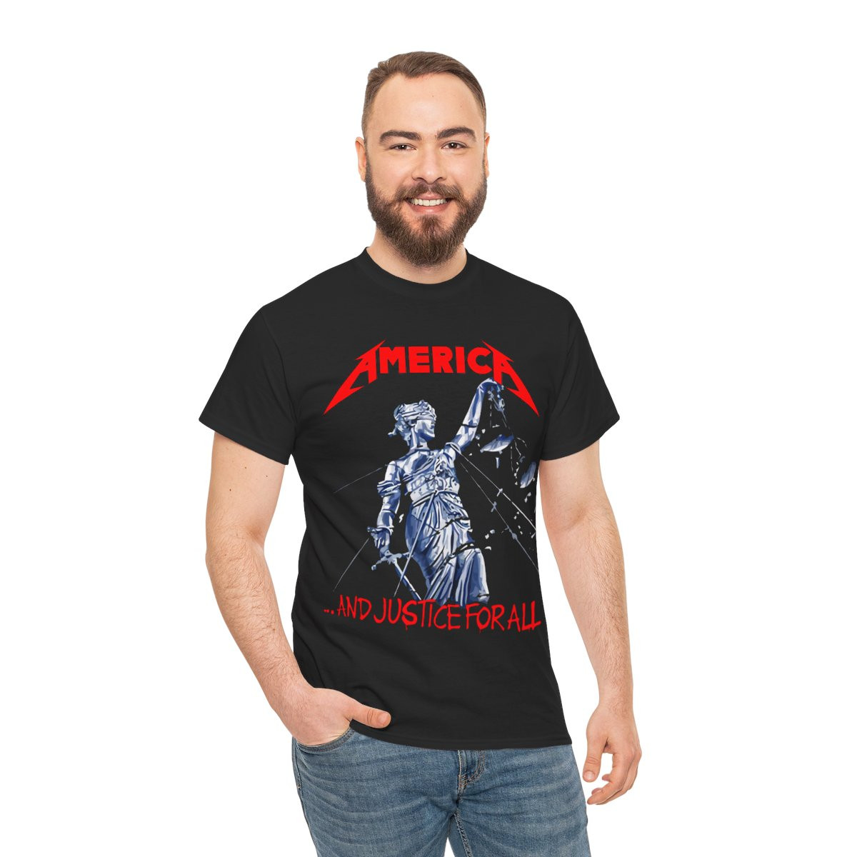 America and justice for all Metalparody red short Sleeve Tee