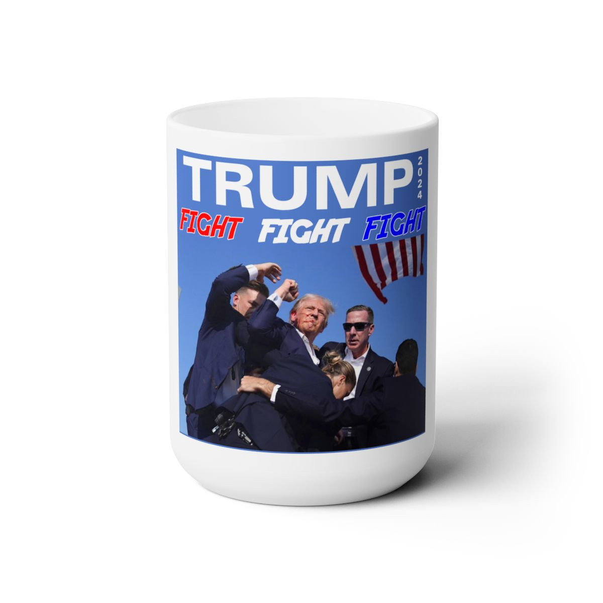 TRUMP 2024 Assassination Attempt Never Surrender White Mug 15oz