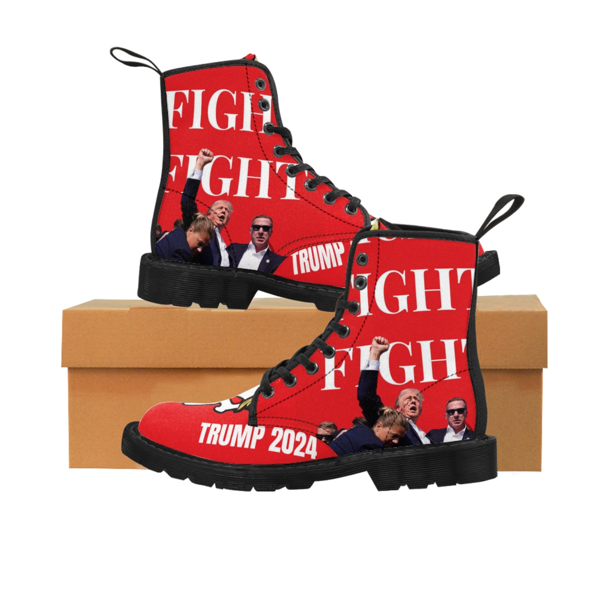 Trump 2024 Fight of The Trumpamania Punisher Men's Canvas Boots
