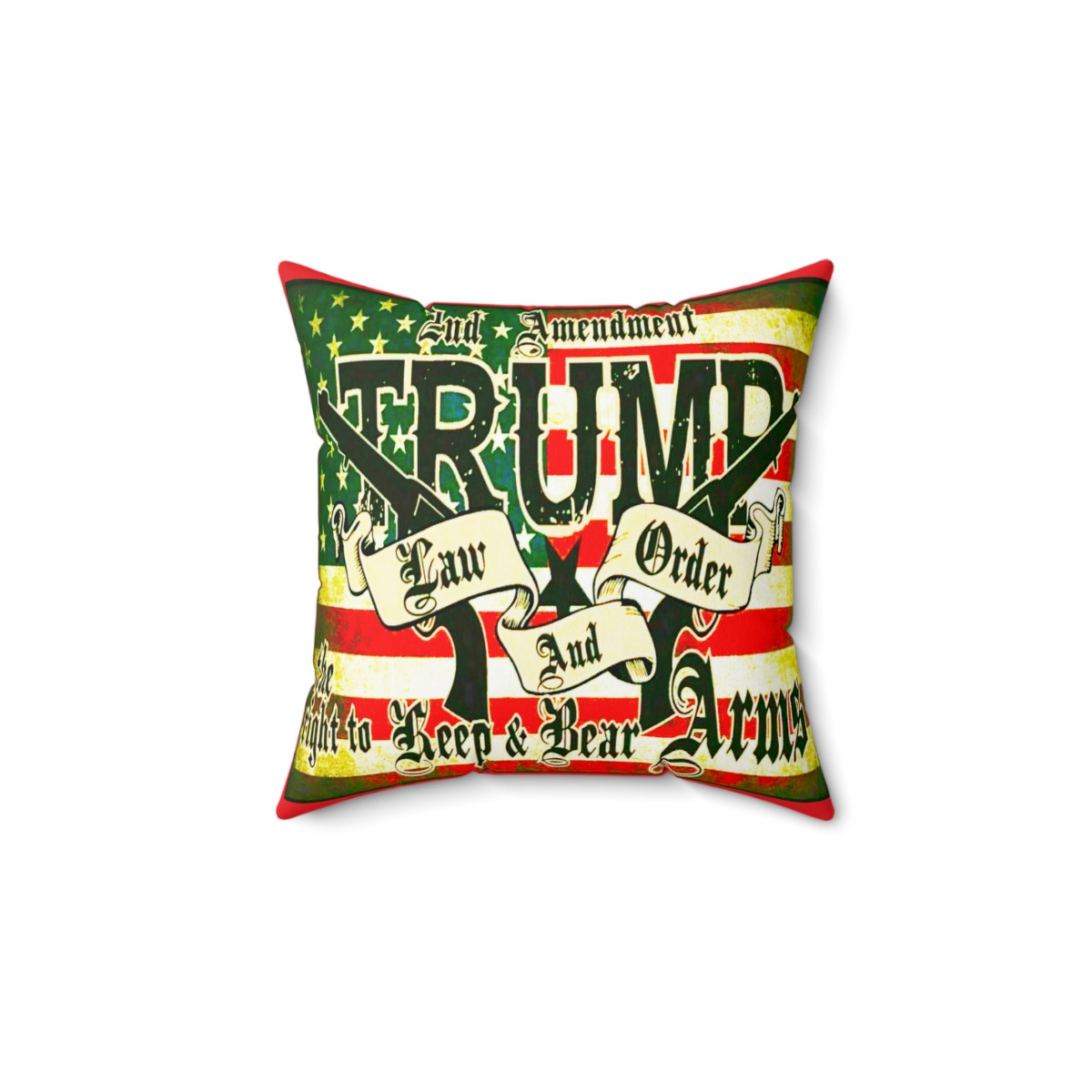 Trump 2024 Law and Order 2A Red Pillow Spun Polyester Square Pillow