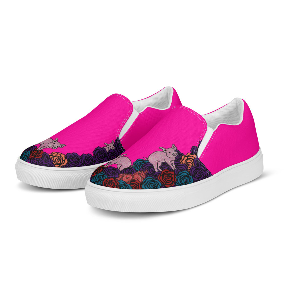 Glitter Piggy Slip-on Canvas Shoes - Women's