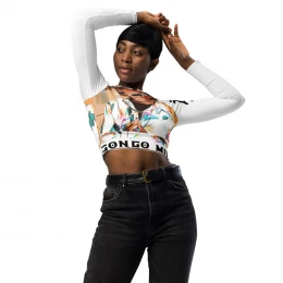 Recycled long-sleeve crop top