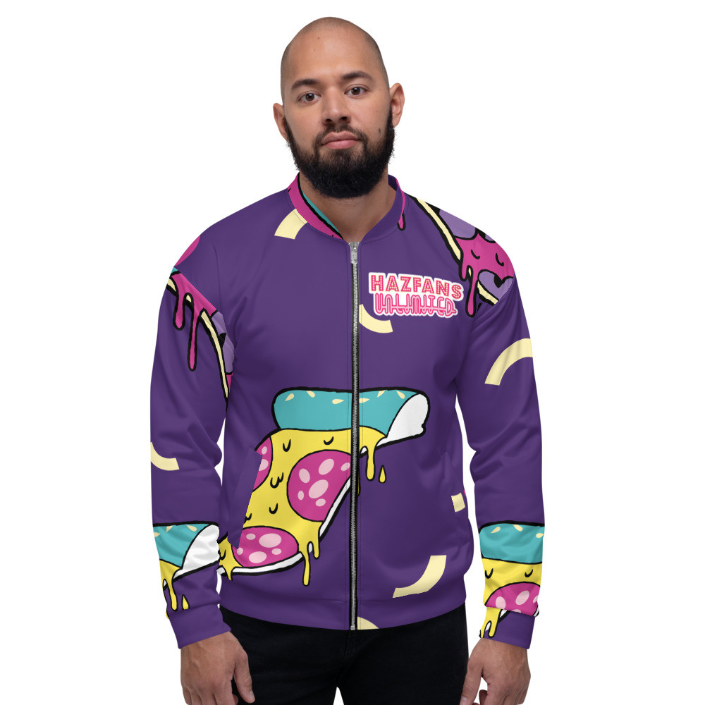 Hazfans logo pizza bomber jacket