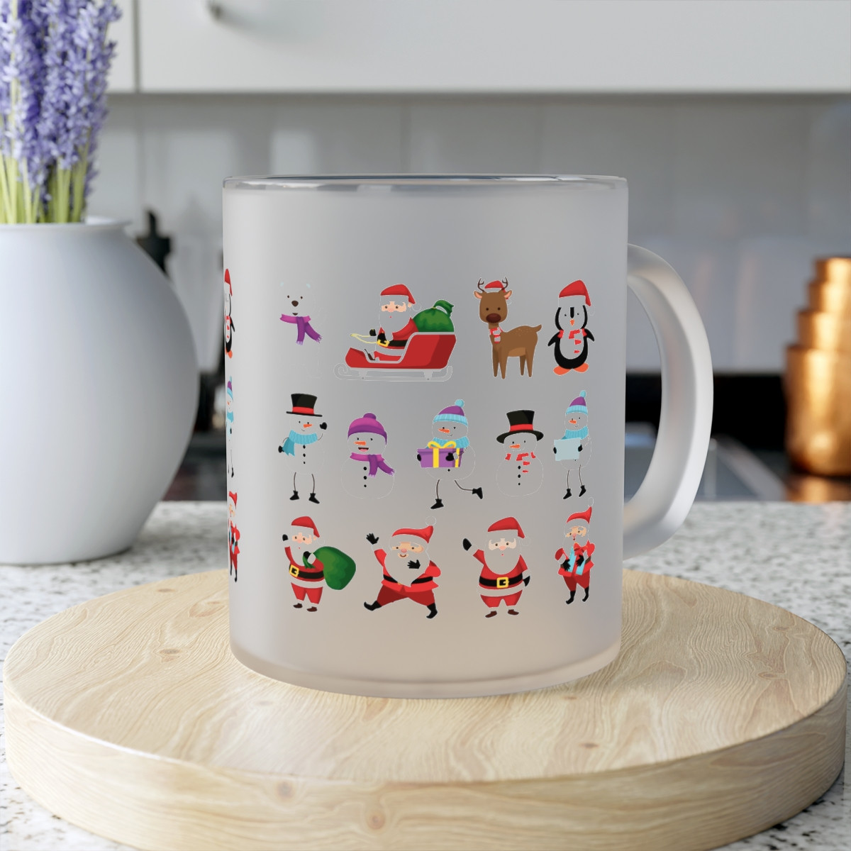 Frosted Glass Mug Christmas
