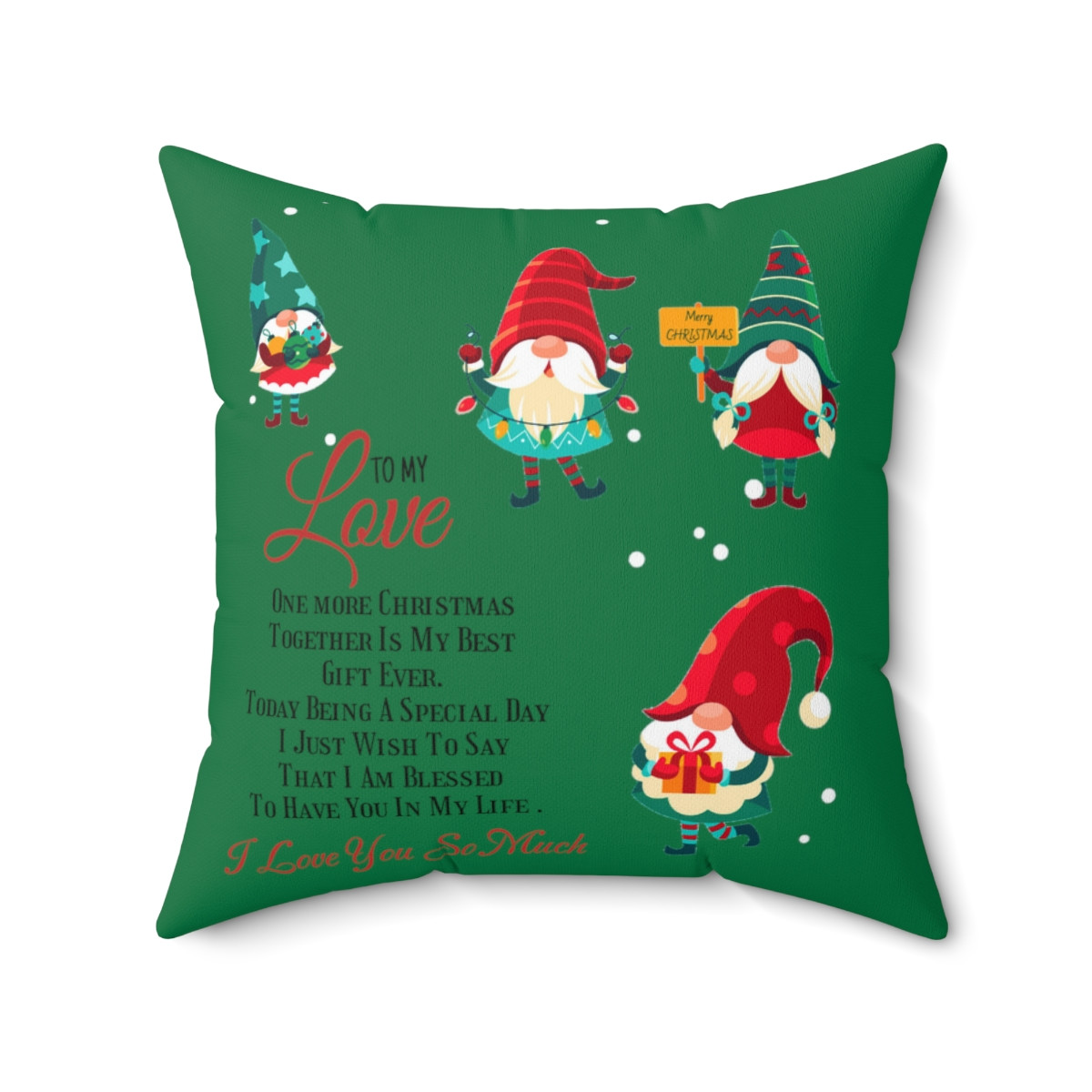 Spun Polyester Square Pillow Merry Christmas to my Love