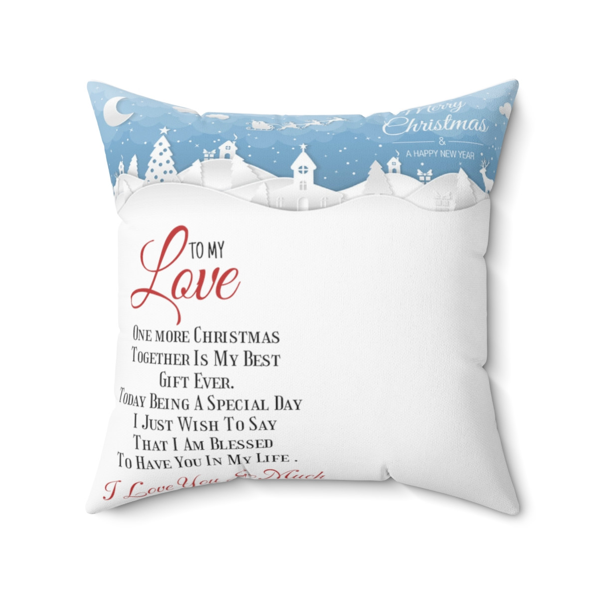 Spun Polyester Square Pillow Merry Christmas to my Love