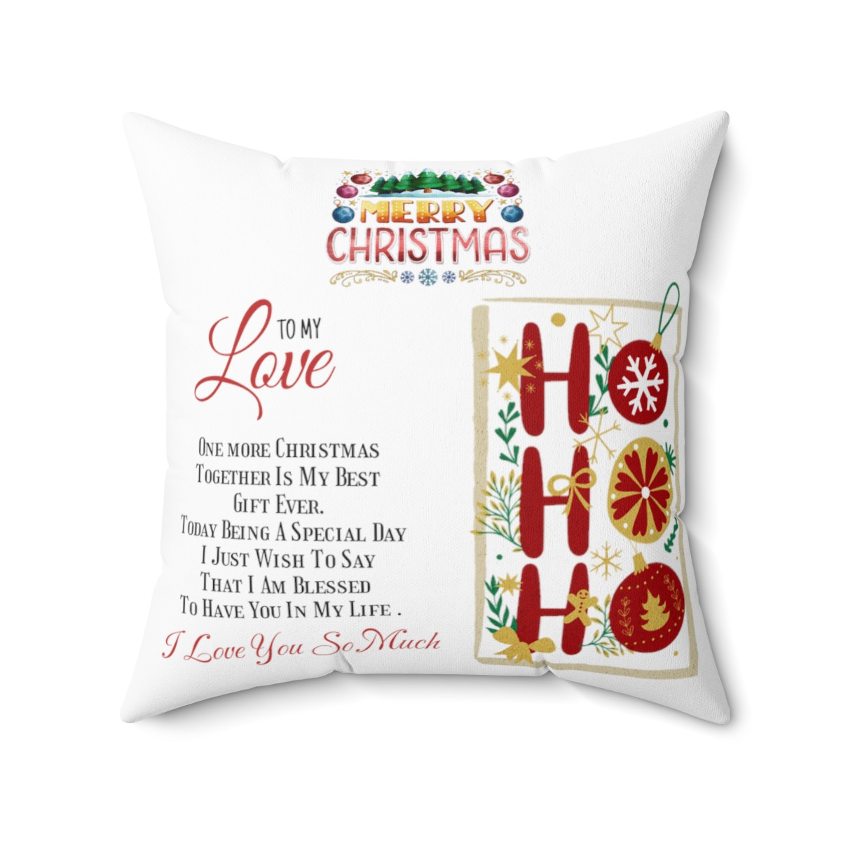 Spun Polyester Square Pillow Merry Christmas
