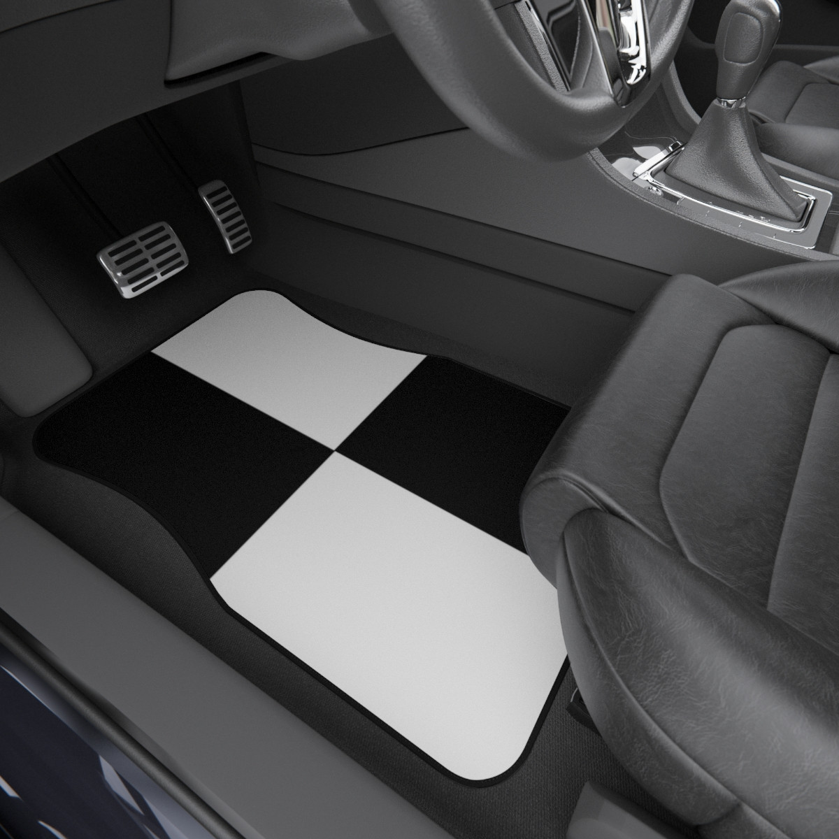 Car Mats (Set of 4) Black White