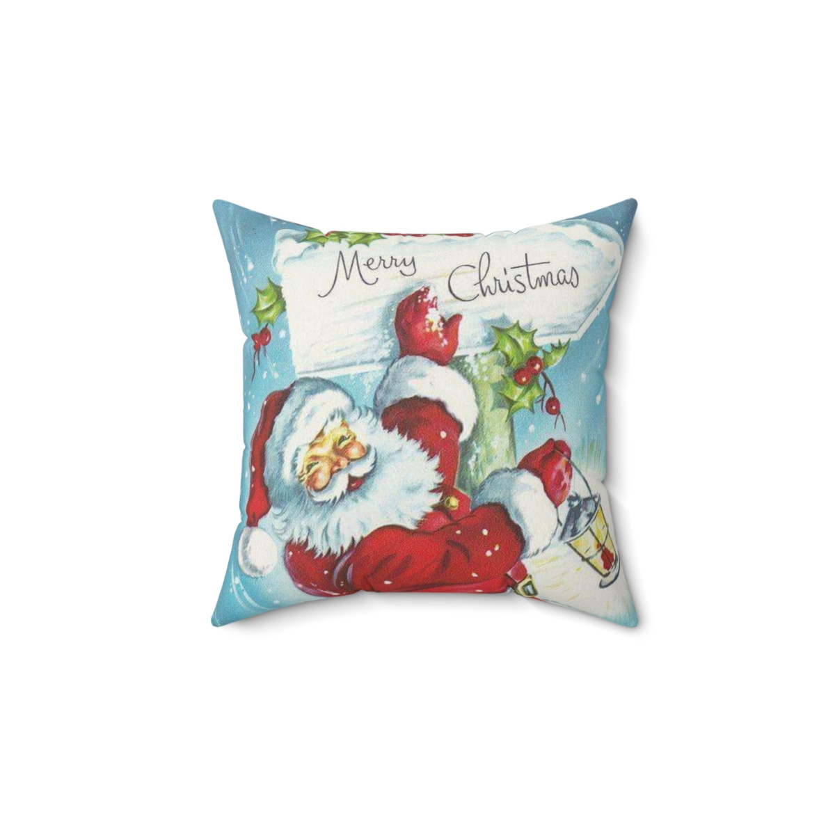 Spun Polyester Square Pillow Merry Christmas Santa