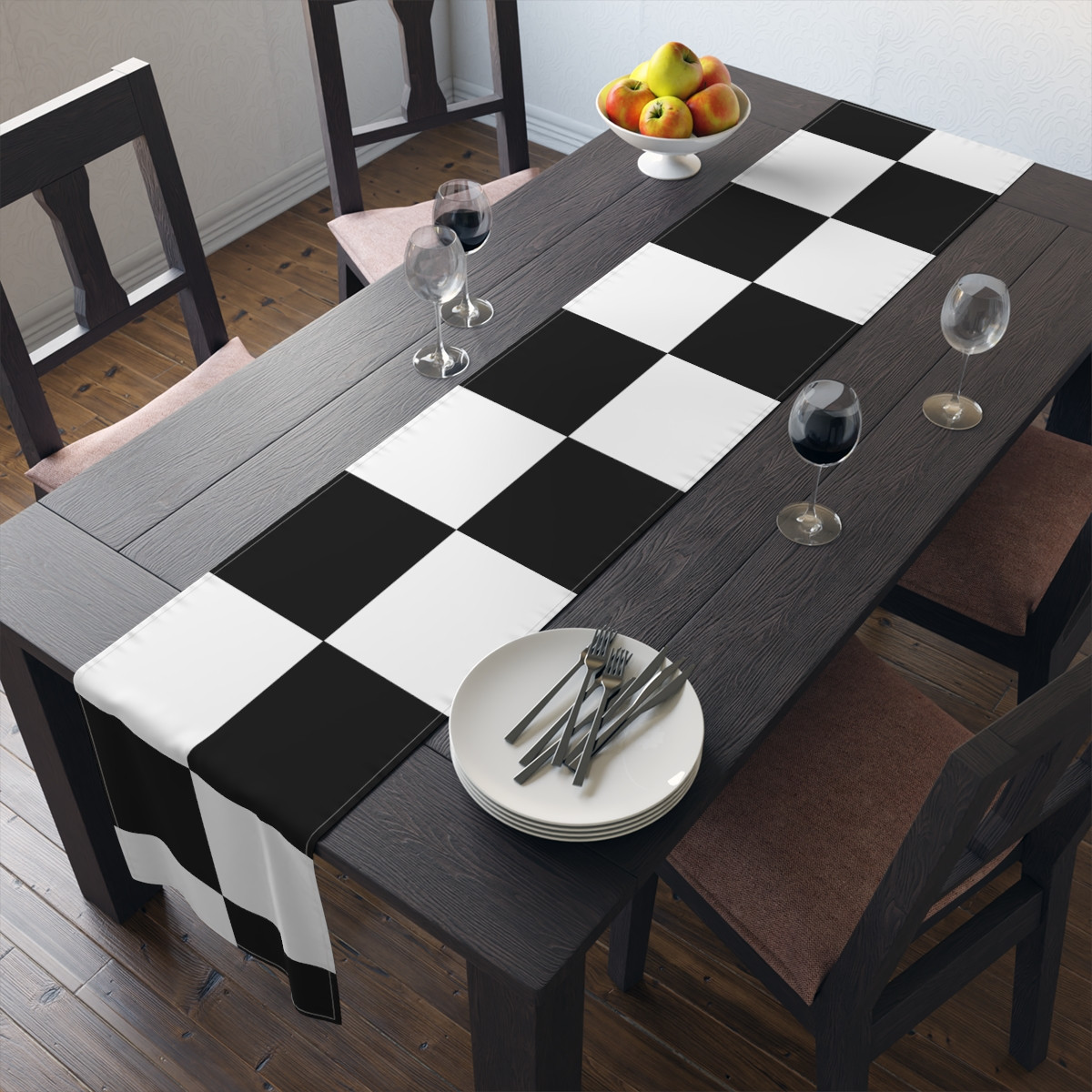 Table Runner (Cotton, Poly) Black White