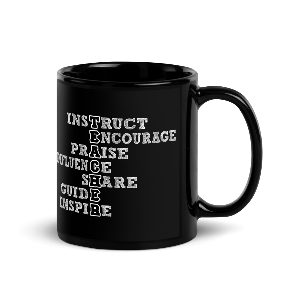 Teacher Words Black Glossy Mug