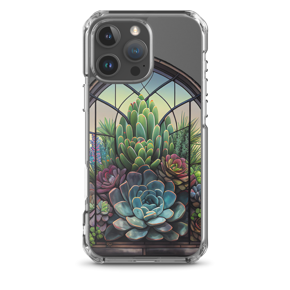 Stained Glass Succulents on Clear Case for iPhone®