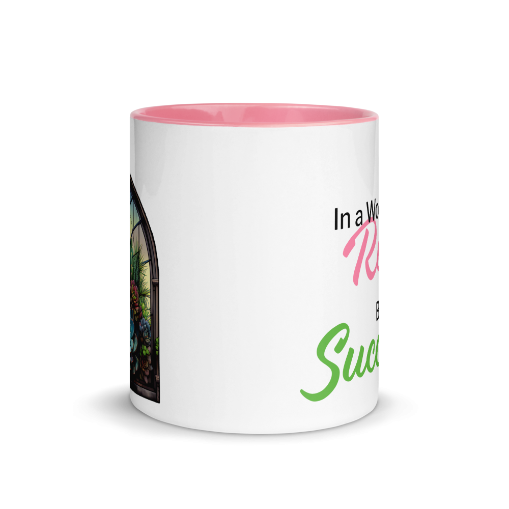 Stained Glass Succulent Mug with Color Inside