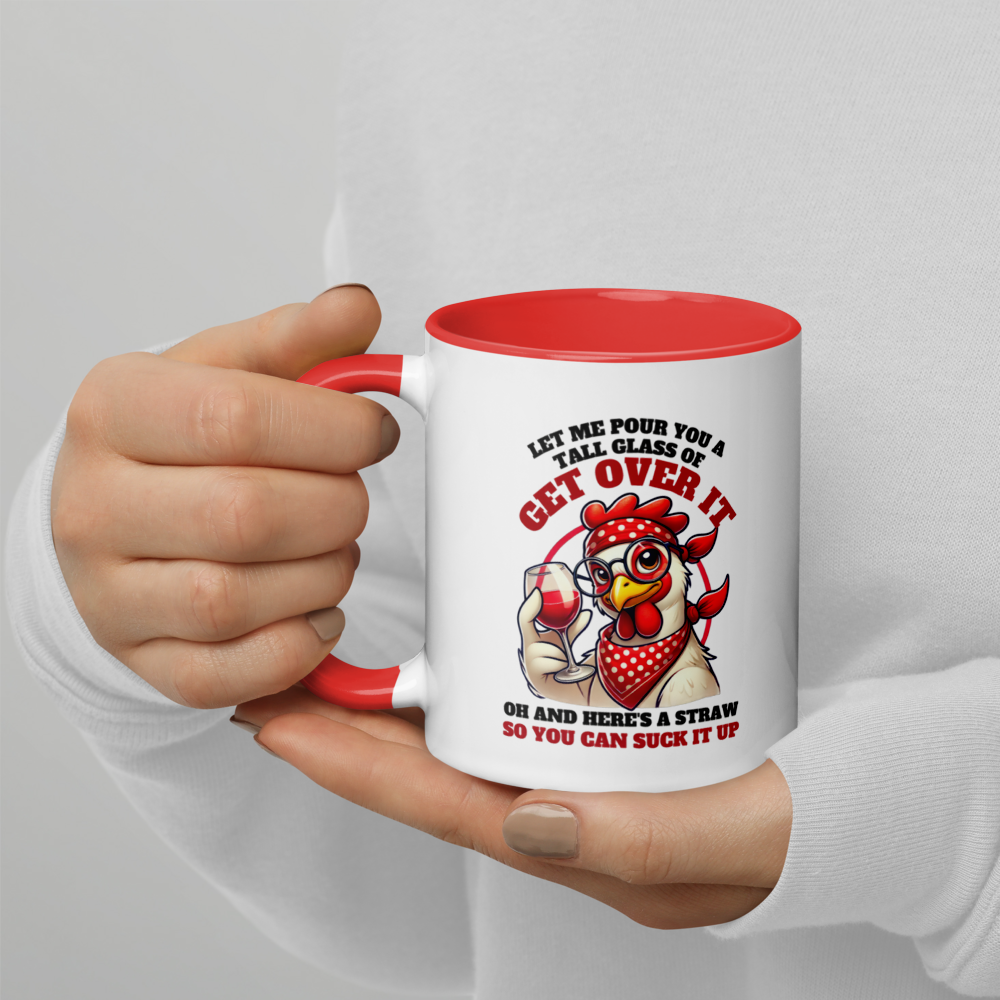 Tall Glass of Chicken Mug with Color Inside
