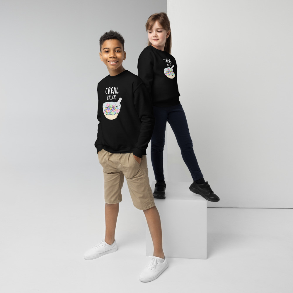 (2) "Cereal Killer," Youth crewneck sweatshirt