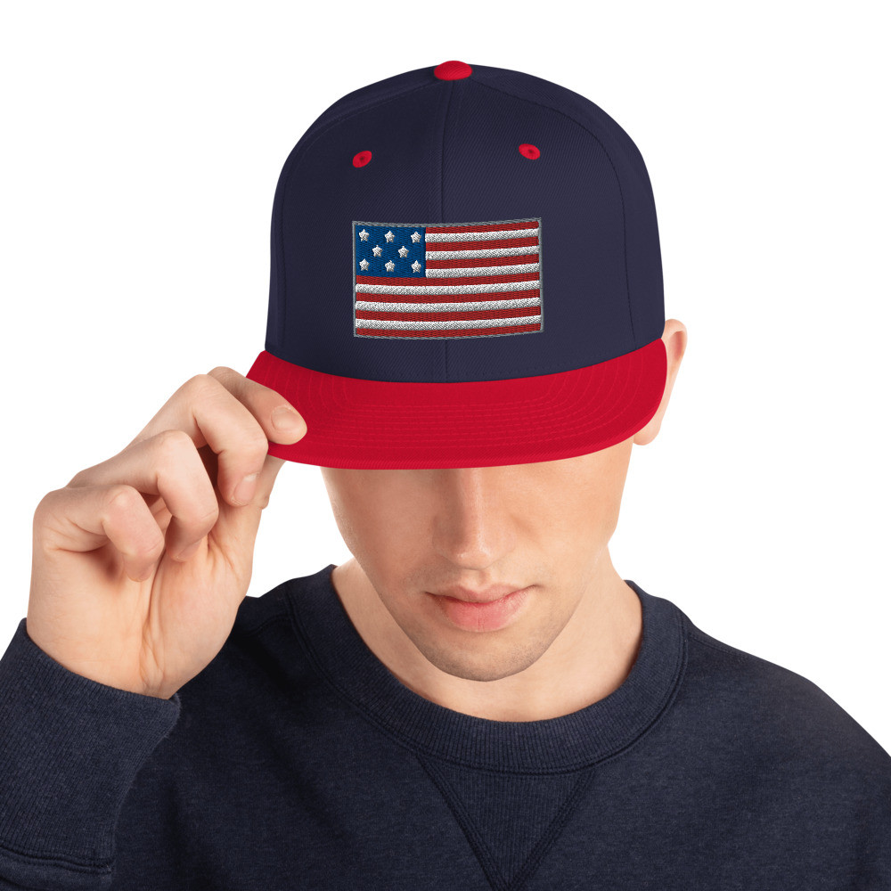 (02) Snapback Hat, Flag Embroidery