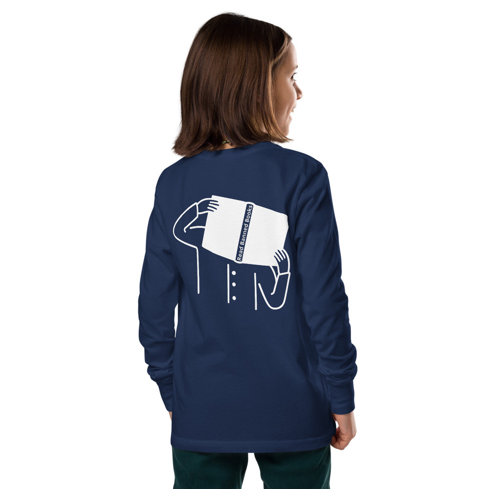 (10) "Banned Books, Book Worm", Youth Long Sleeve Tee