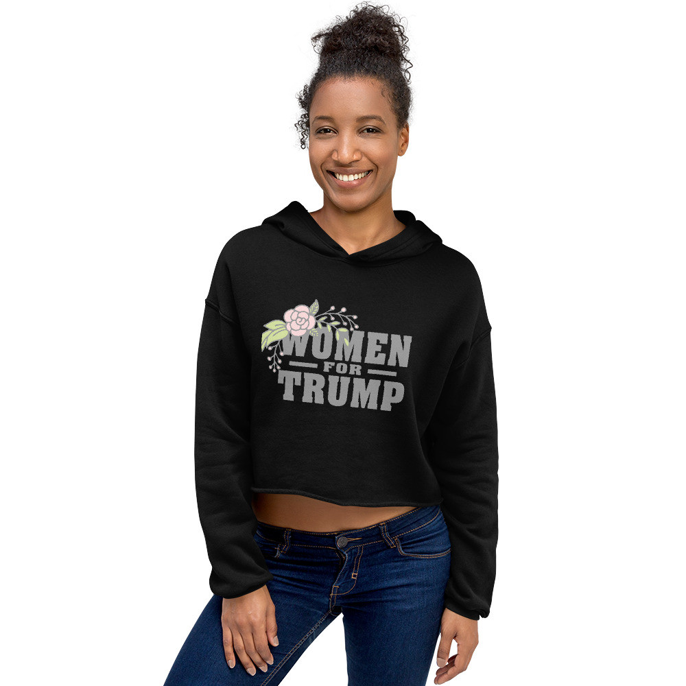Women For Trump Flowery Crop Hoodie