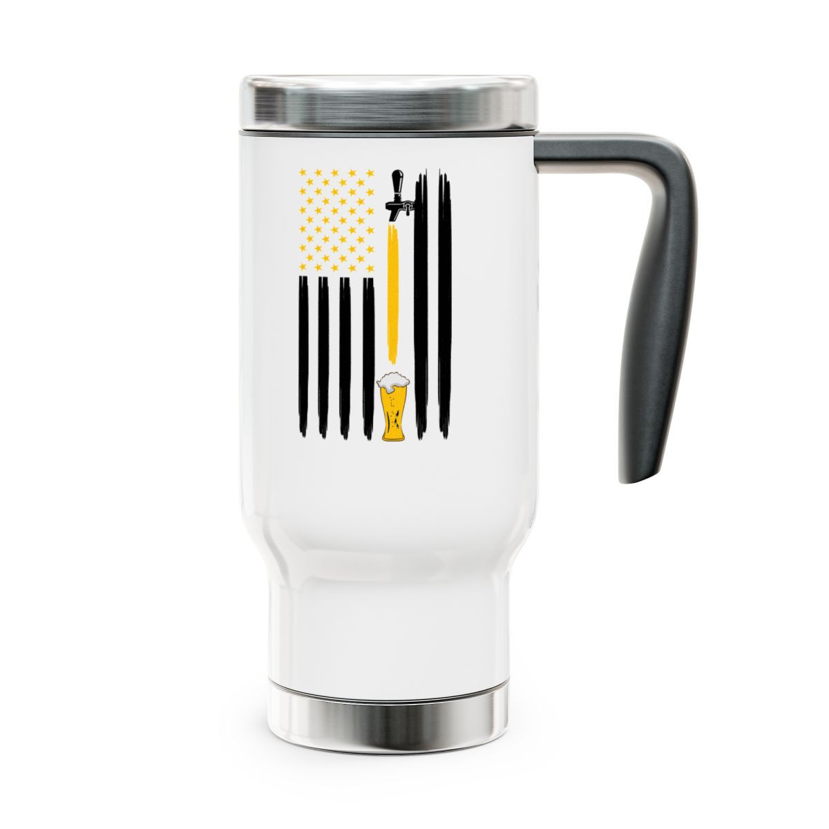 Beer American Flag - 14 0z. Stainless Steel Travel Mug
