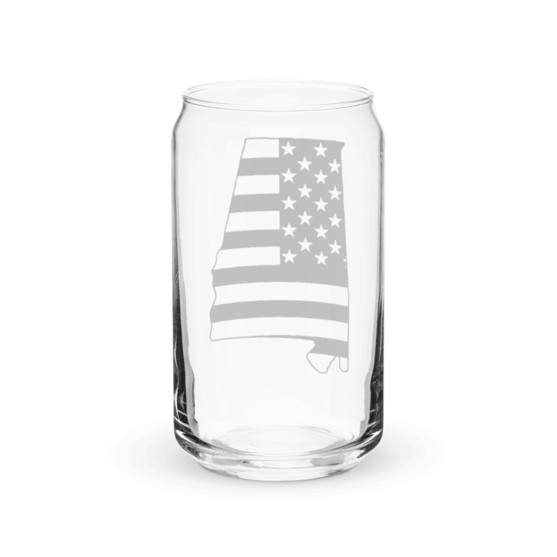 State of Alabama Flag Can Shaped Glass