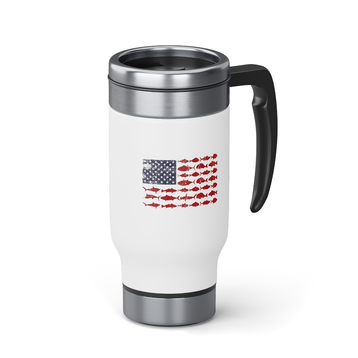 American Flag Fishing - 14 0z. Stainless Steel Travel Mug