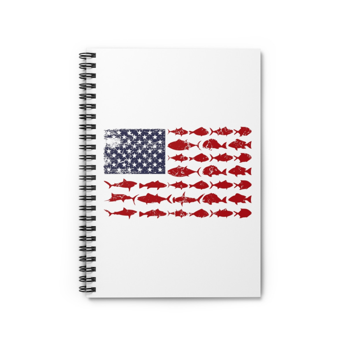 American Flag Fishing - Spiral Notebook