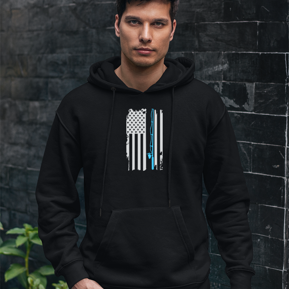 American Flag Fishing Vintage - Unisex Hoodie