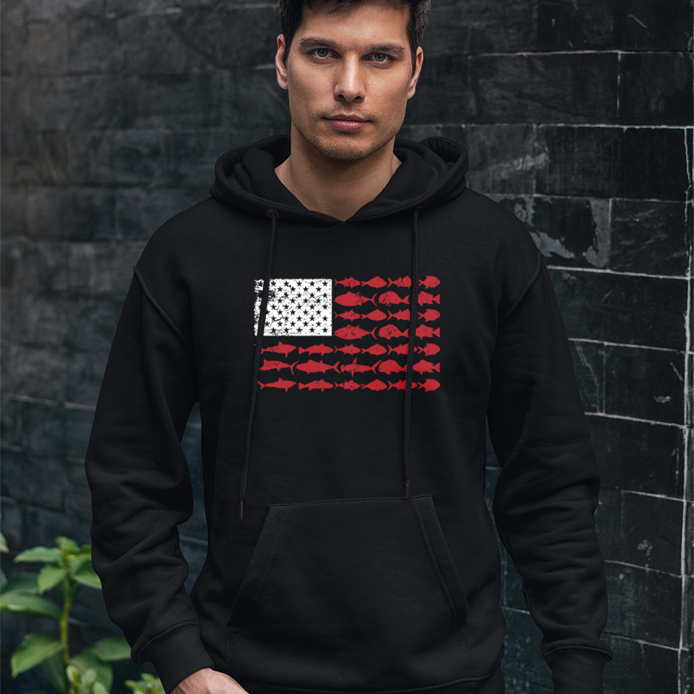 American Flag Fishing - Unisex Hoodie