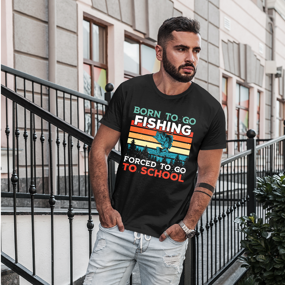 Born To Go Fishing Forced - Unisex T-Shirt