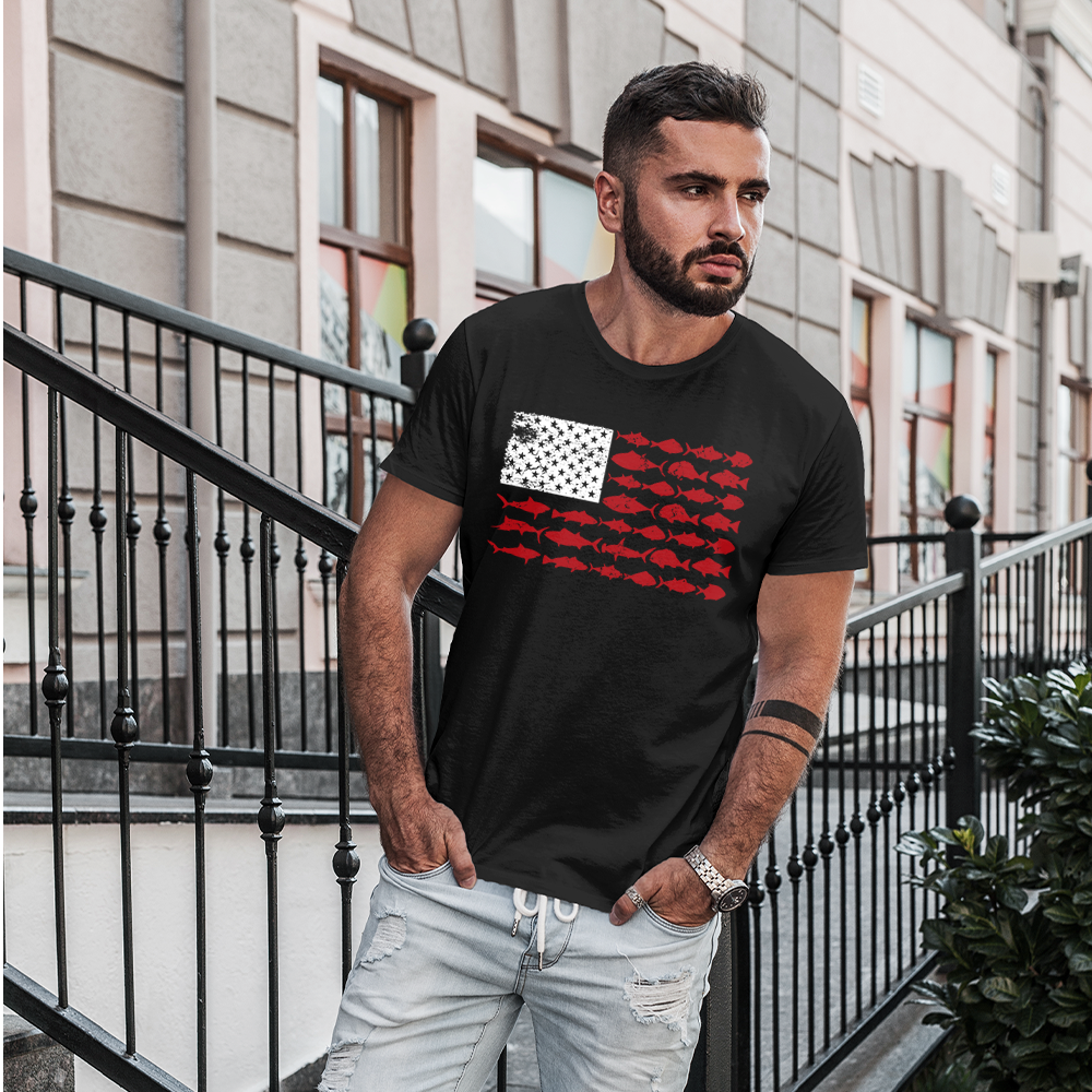 American Flag Fishing - Unisex T-Shirt