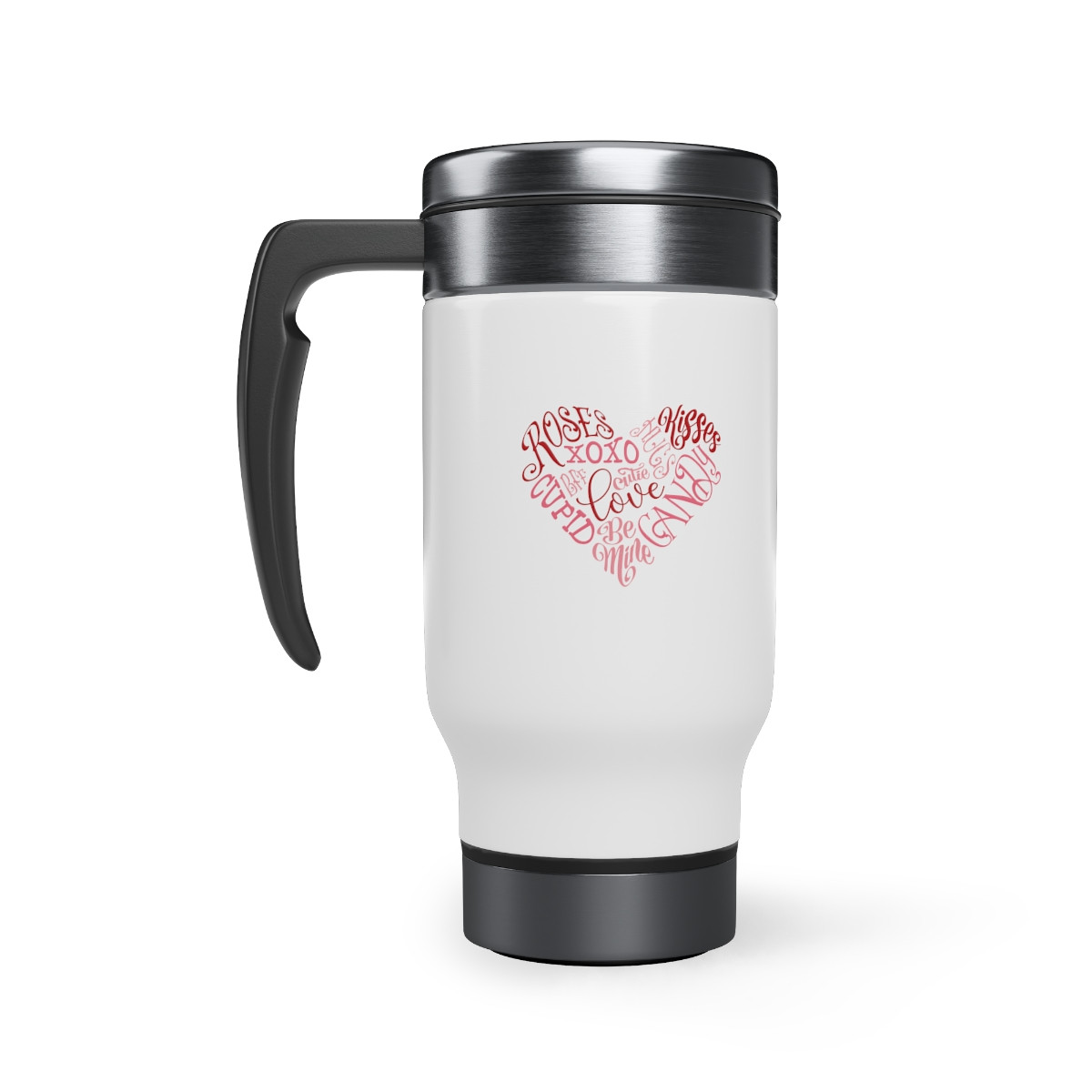 Valentine Word Heart - 14 0z. Stainless Steel Travel Mug