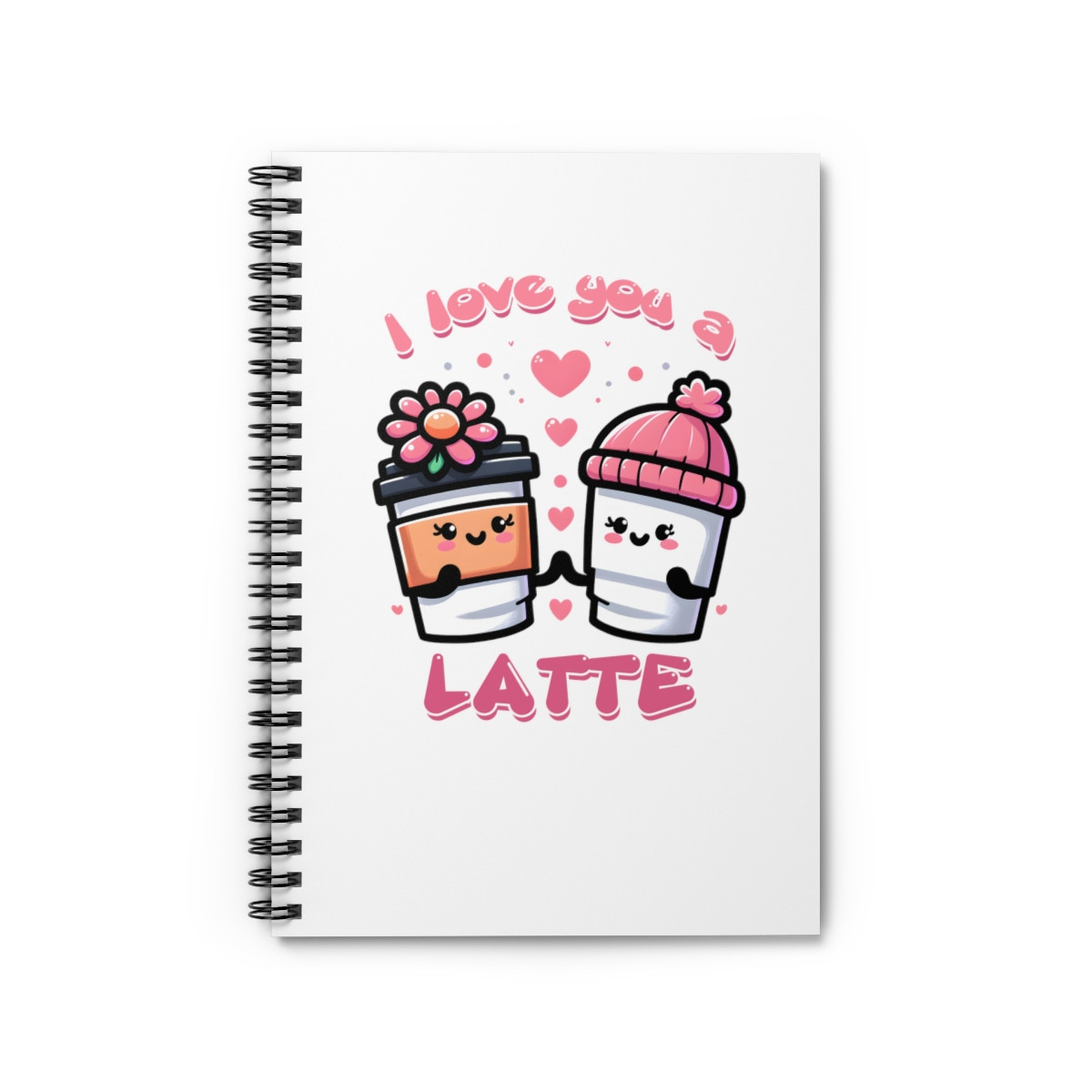 I Love You a Latte Spiral Notebook - Ruled Line Valentine